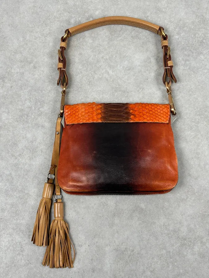 2000s Prada Orange Leather Python Shoulder Bag YeGpqXg 9