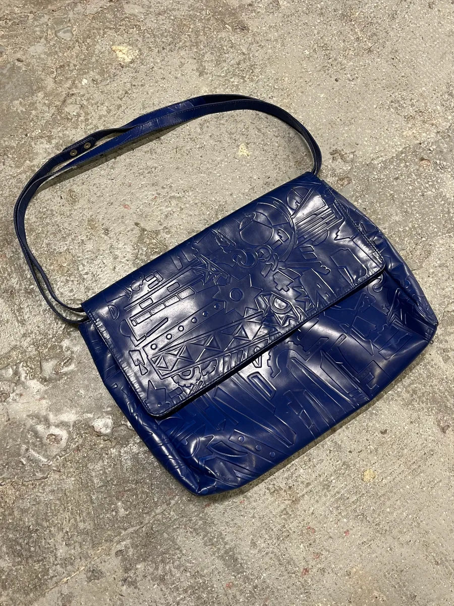 Prada Pictogram Blue Leather Handle Bag pTIunPA 1