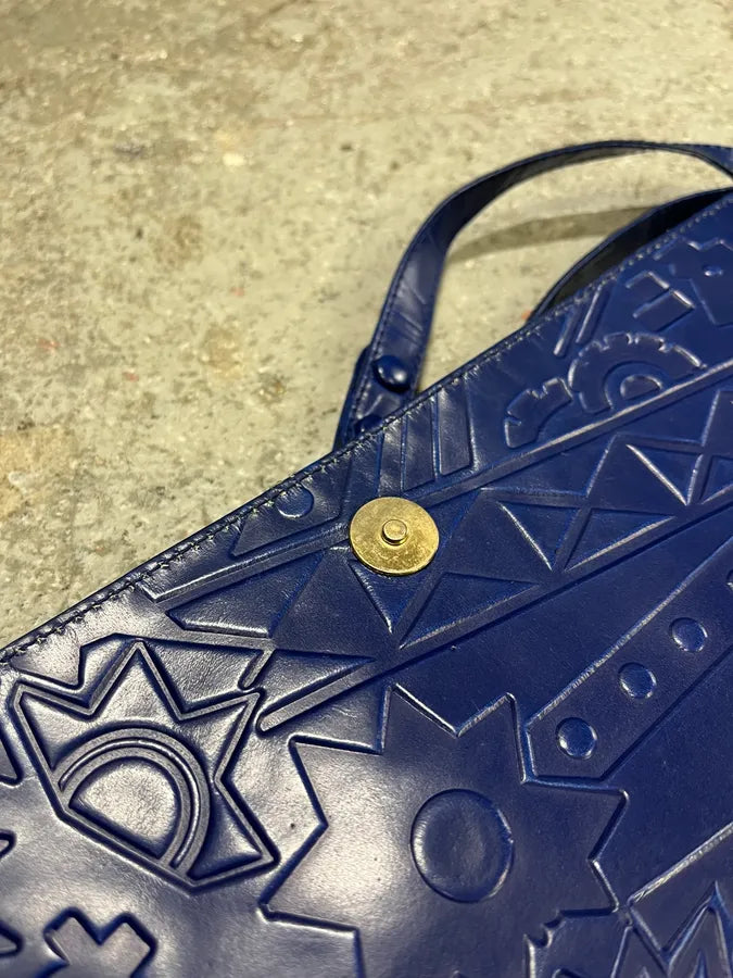 Prada Pictogram Blue Leather Handle Bag (OS) YVGYeSk 4