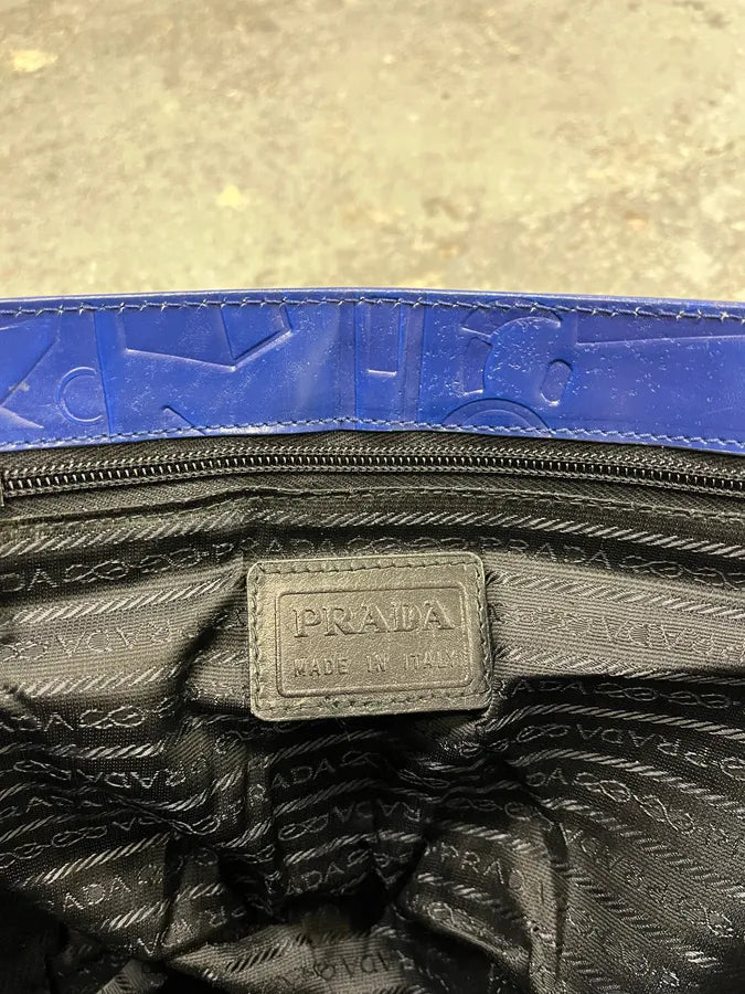 Prada Pictogram Blue Leather Handle Bag pTIunPA 6