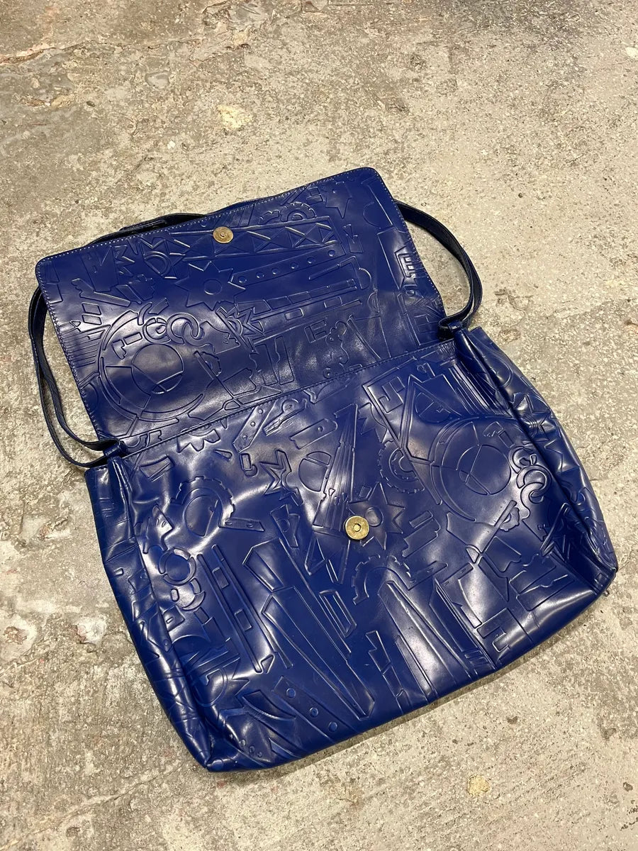 Prada Pictogram Blue Leather Handle Bag pTIunPA 8
