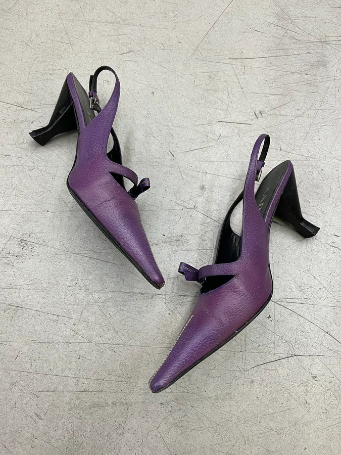 Prada Pointed Slingback Purple Leather Heels mIwVZus 2
