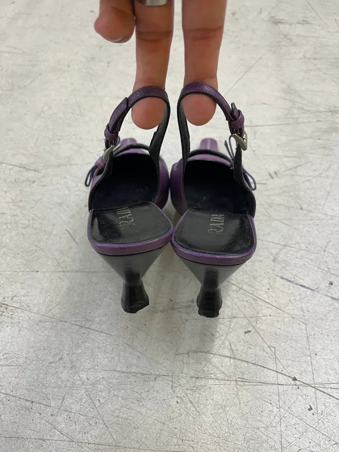 Prada Pointed Slingback Purple Leather Heels mIwVZus 5