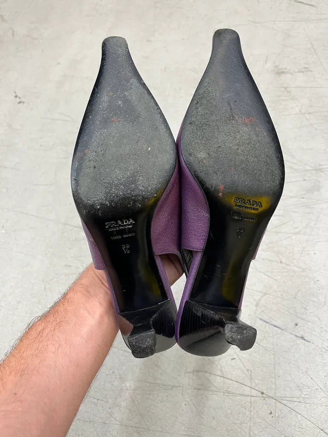 Prada Pointed Slingback Purple Leather Heels mIwVZus 6