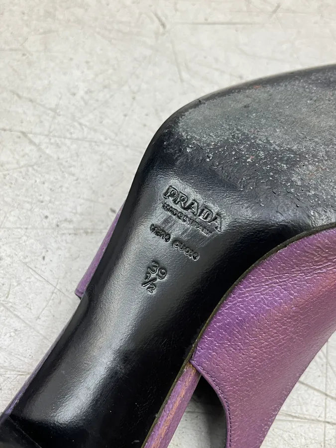 Prada Pointed Slingback Purple Leather Heels mIwVZus 7