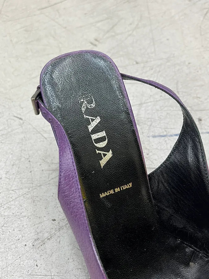 Prada Pointed Slingback Purple Leather Heels mIwVZus 8