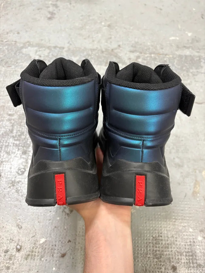 Prada Polarius Futuristic Black Iridescent High Top Sneakers cbZXDXC 6