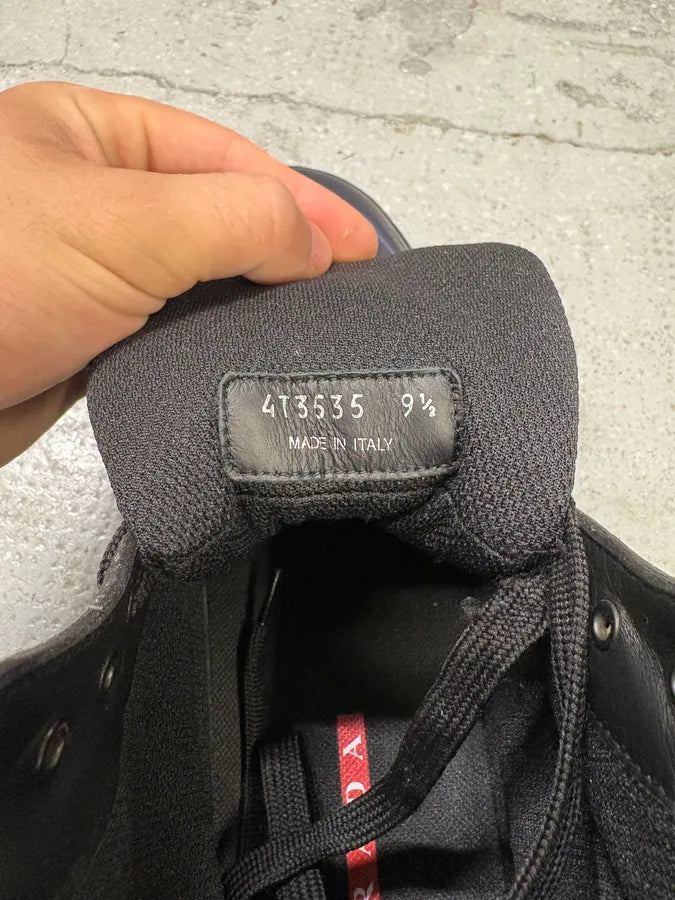 Prada Polarius Futuristic Black Iridescent High Top Sneakers cbZXDXC 8