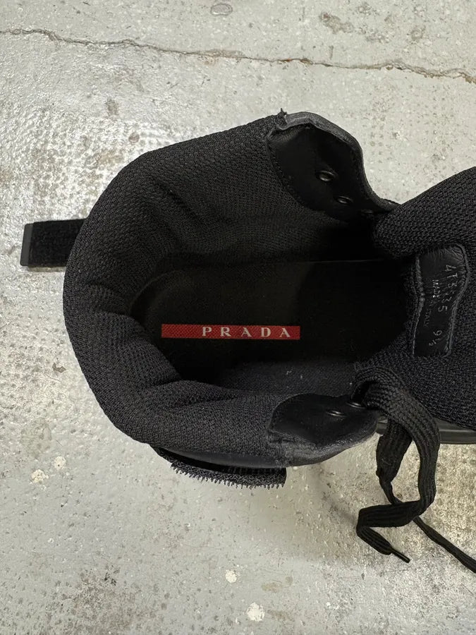 Prada Polarius Futuristic Black Iridescent High Top Sneakers cbZXDXC 9