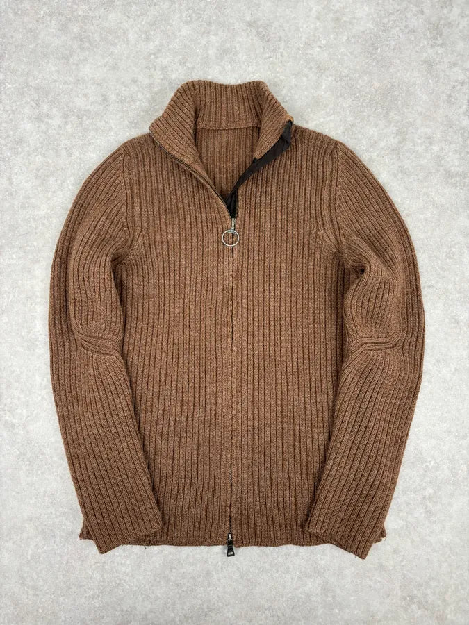 2000s Prada Brown Cozy Zip-up Sweater LqQUxMG 7