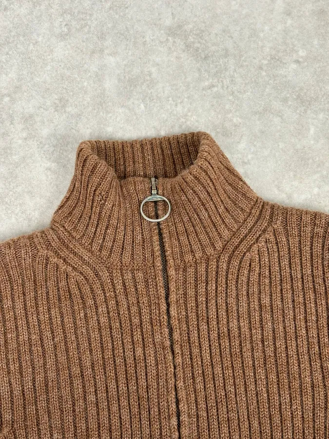 2000s Prada Brown Cozy Zip-up Sweater LqQUxMG 3