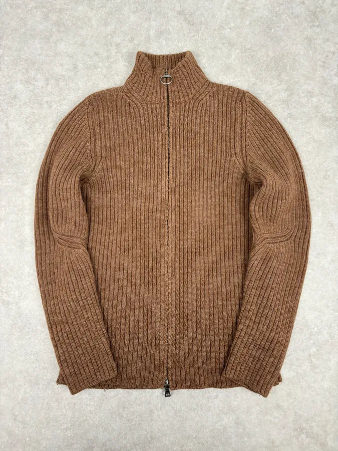 2000s Prada Brown Cozy Zip-up Sweater LqQUxMG 0