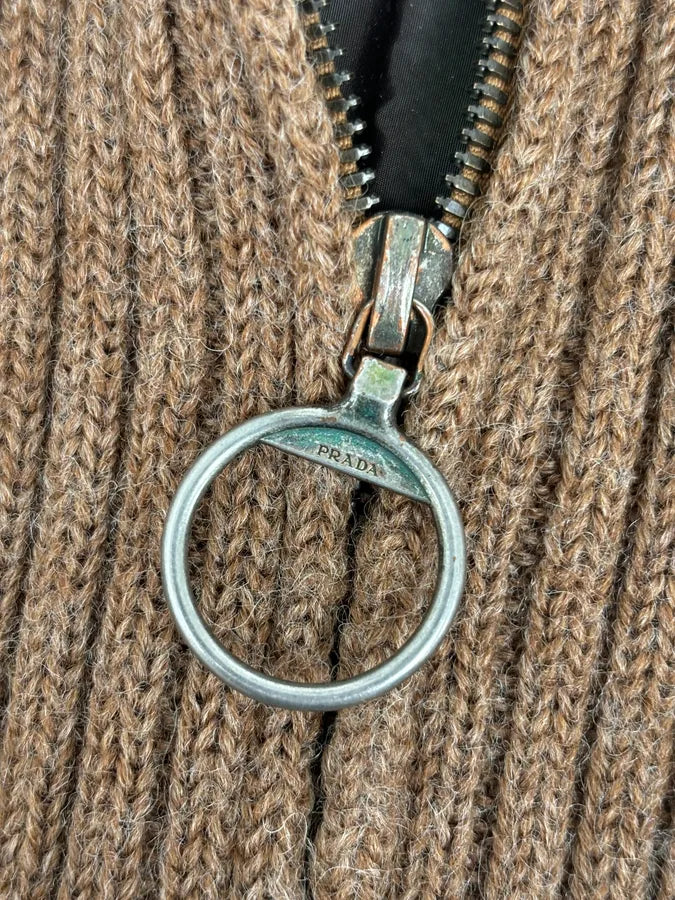 2000s Prada Brown Cozy Zip-up Sweater LqQUxMG 9
