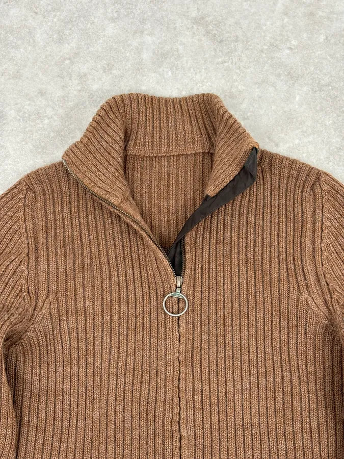 2000s Prada Brown Cozy Zip-up Sweater LqQUxMG 8