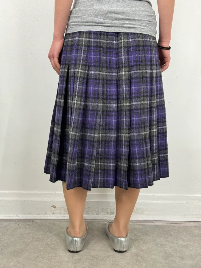 FW2013 Prada Purple Tartan Wool Pleated Skirt  bNFhkRJ 3