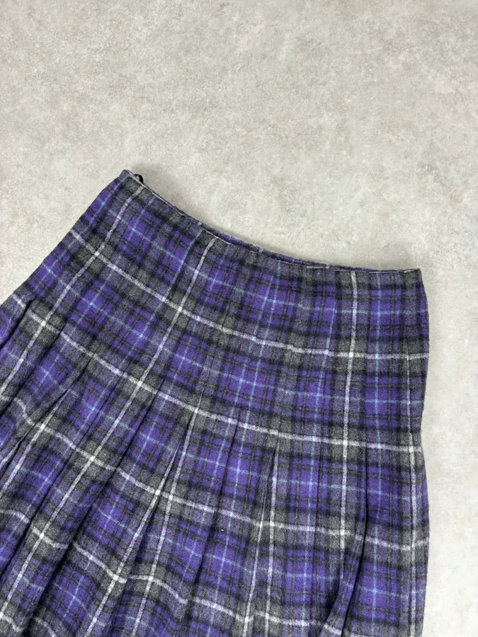 FW2013 Prada Purple Tartan Wool Pleated Skirt  bNFhkRJ 4