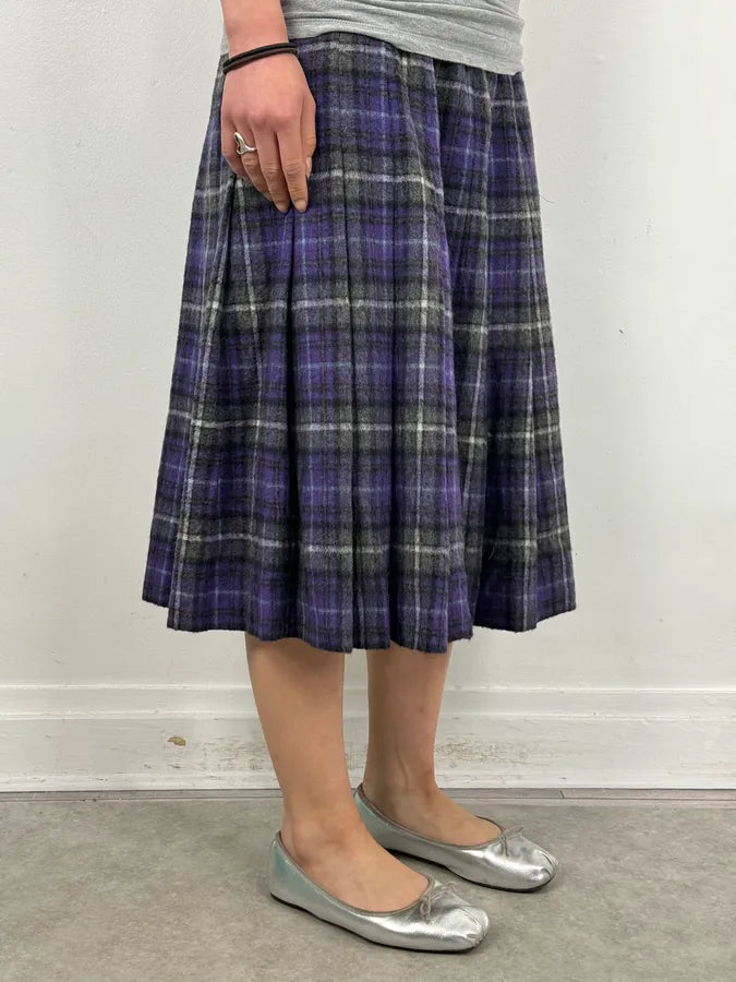 FW2013 Prada Purple Tartan Wool Pleated Skirt  bNFhkRJ 2