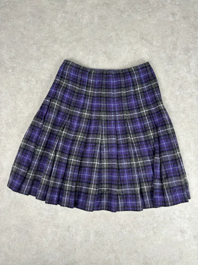 FW2013 Prada Purple Tartan Wool Pleated Skirt  bNFhkRJ 5