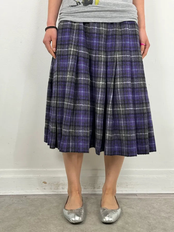 FW2013 Prada Purple Tartan Wool Pleated Skirt  bNFhkRJ 1
