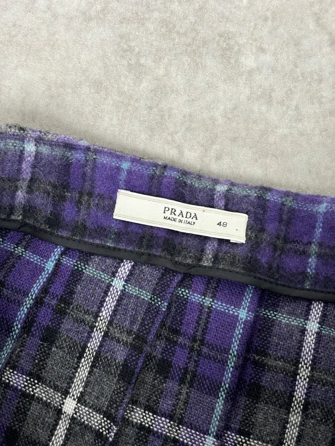 FW2013 Prada Purple Tartan Wool Pleated Skirt  bNFhkRJ 9