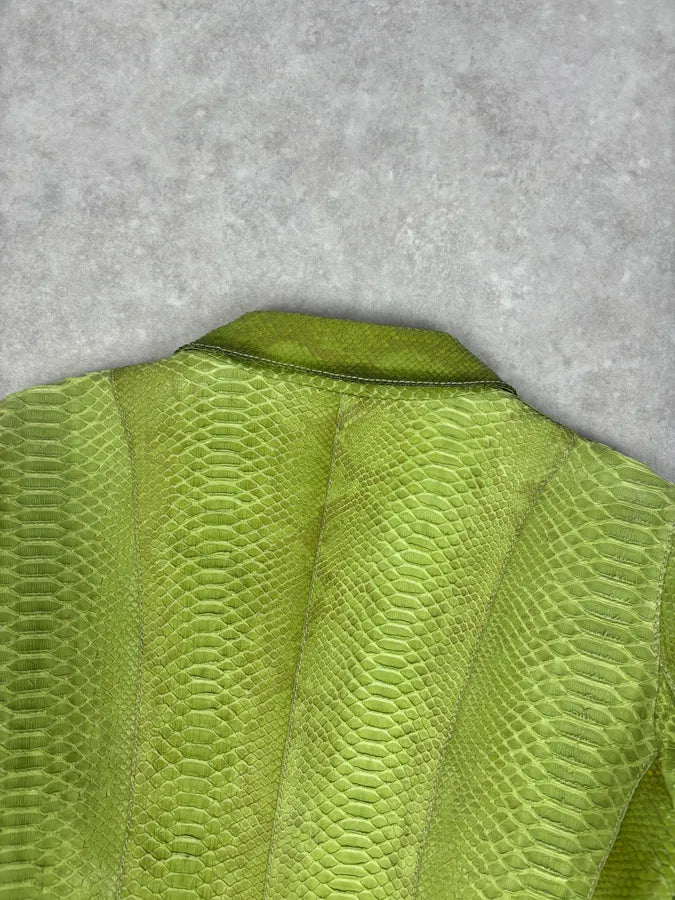 2000s Prada Python Green Leather Jacket pUgJPnK 5