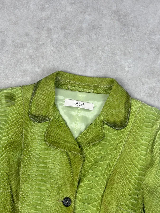 2000s Prada Python Green Leather Jacket pUgJPnK 3