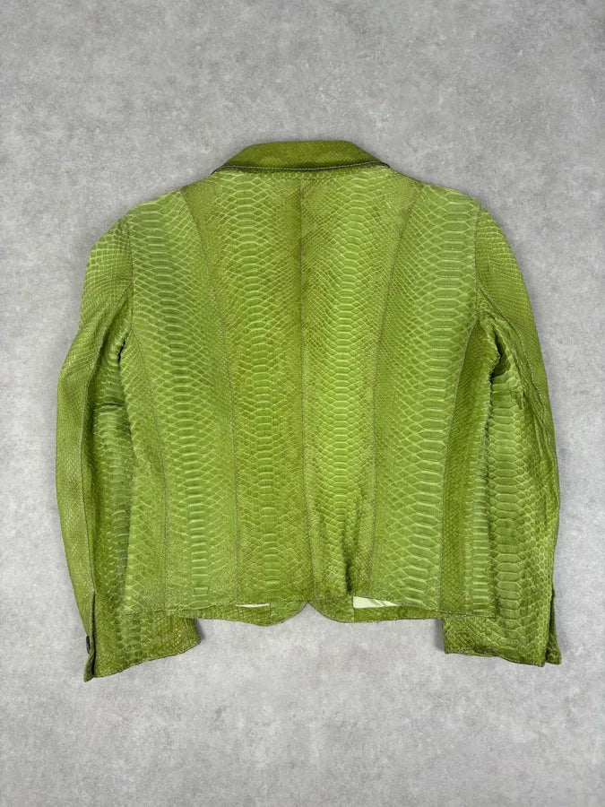 2000s Prada Python Green Leather Jacket pUgJPnK 4