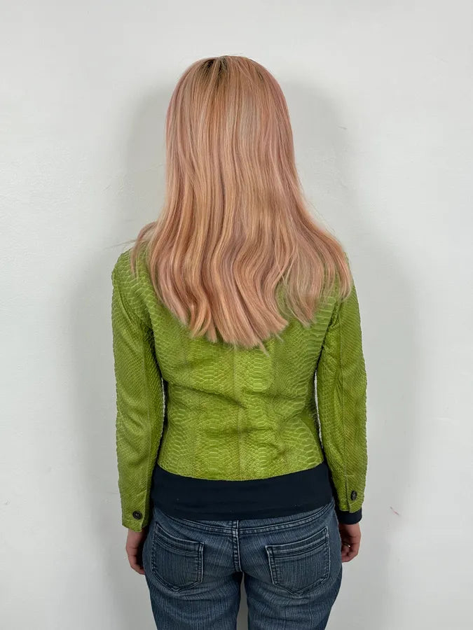 2000s Prada Python Green Leather Jacket pUgJPnK 2