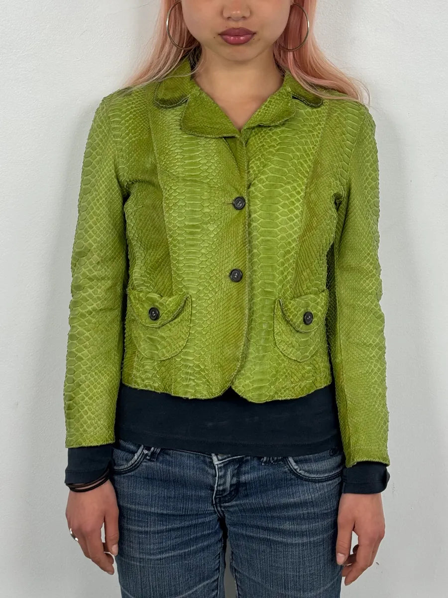 2000s Prada Python Green Leather Jacket pUgJPnK 1