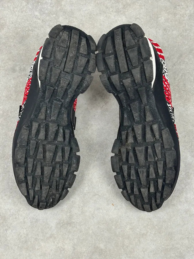 SS2018 Prada Red Black Knit Jacquard Low-Top Sneakers YGeczJv 15