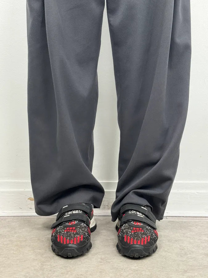 SS2018 Prada Red Black Knit Jacquard Low-Top Sneakers YGeczJv 3
