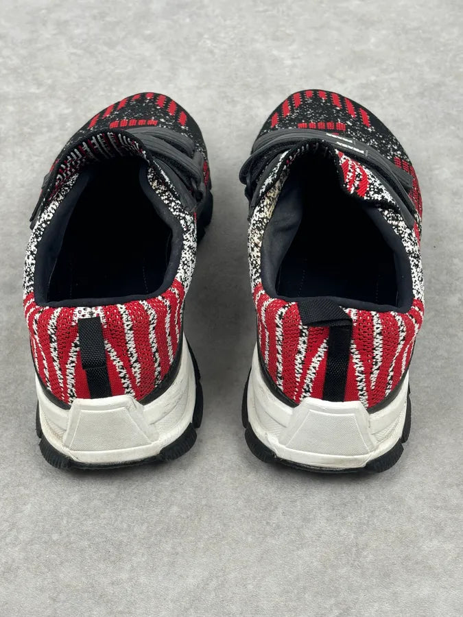 SS2018 Prada Red Black Knit Jacquard Low-Top Sneakers YGeczJv 12