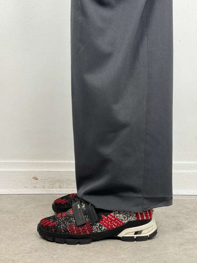 SS2018 Prada Red Black Knit Jacquard Low-Top Sneakers YGeczJv 2