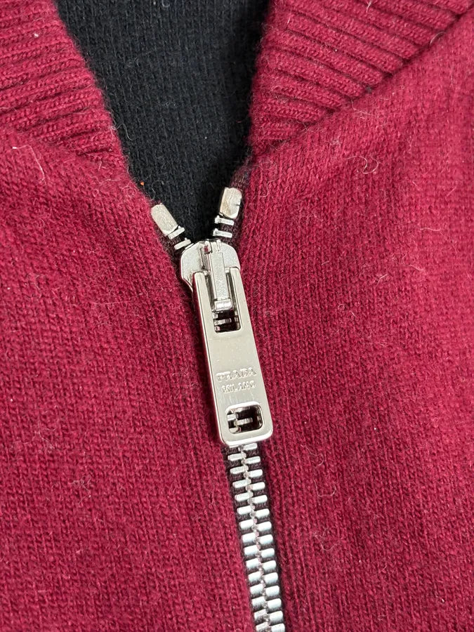 AW2018 Prada Red Cashmere Zip-up Sweater HbzAwci 4