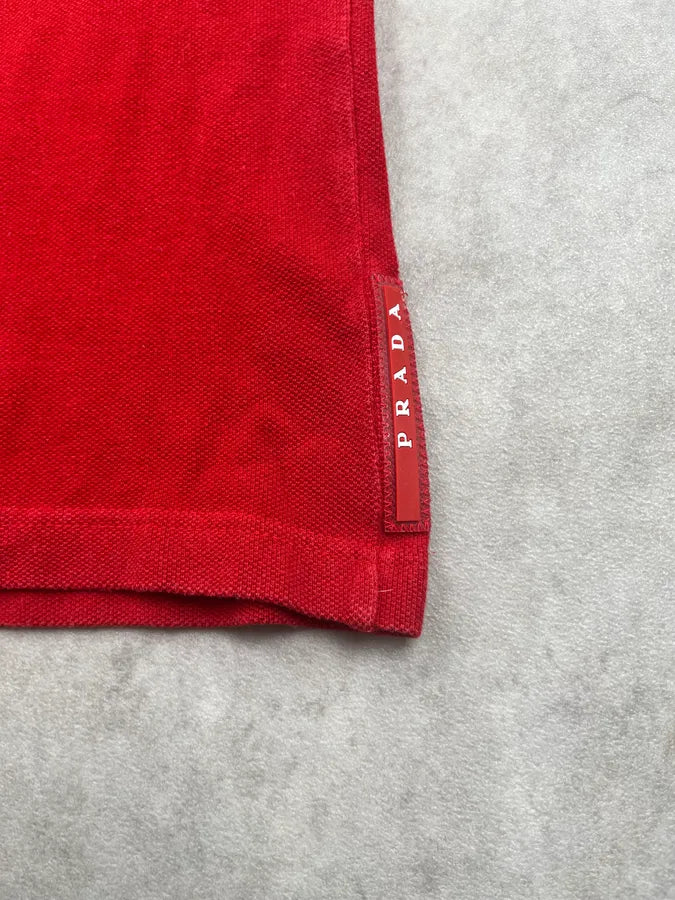 SS2015 Prada Red Striped Collar Polo wKzKLwA 5
