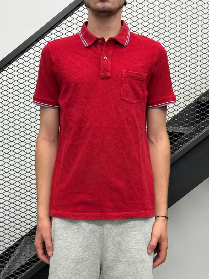 SS2015 Prada Red Striped Collar Polo wKzKLwA 1