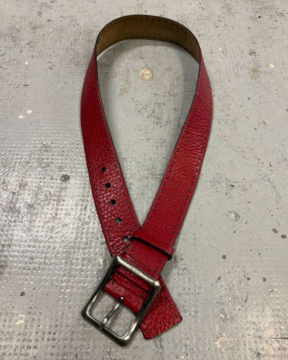 AW2000 Prada Red Premium Leather Belt NeacwKj 0