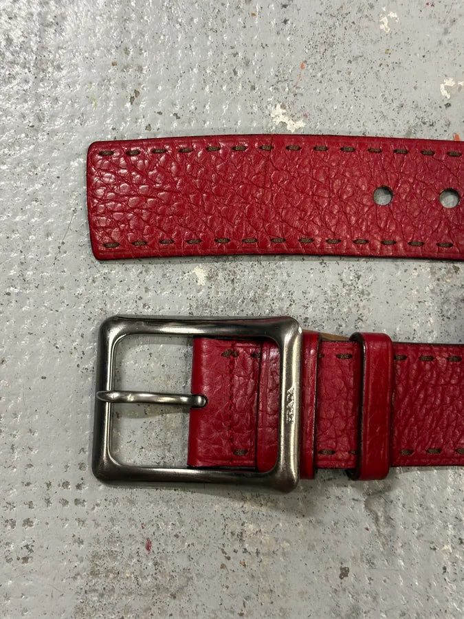 AW2000 Prada Red Premium Leather Belt NeacwKj 3