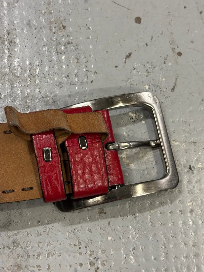 AW2000 Prada Red Premium Leather Belt NeacwKj 11