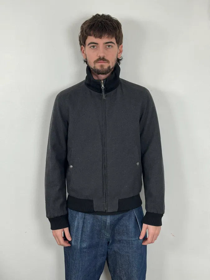 Prada Reversible Grey Wool Black Nylon Bomber Jacket knALgTb 2