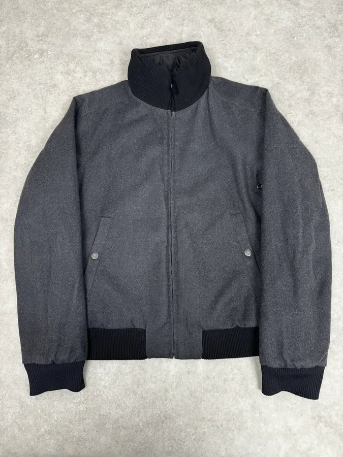 Prada Reversible Grey Wool Black Nylon Bomber Jacket knALgTb 0