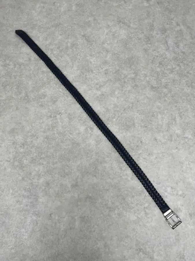 Prada Reversible Navy & Orange Woven Premium Leather Belt hXUeDhY 6