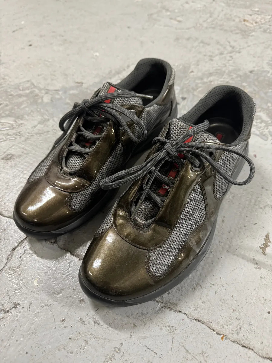 Prada Satin Olive Leather Americas Cup Shoes (42.5eu/us9) 1