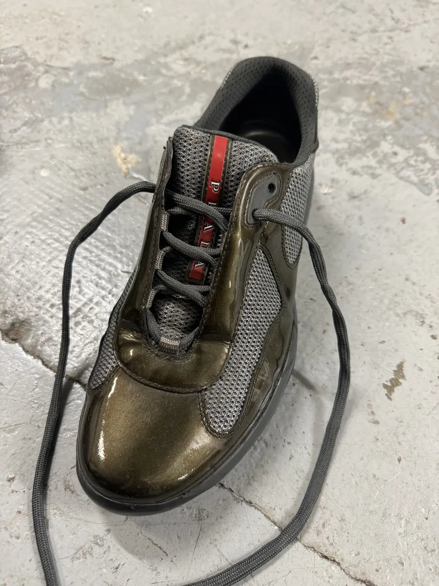 Prada Satin Olive Leather Americas Cup Shoes (42.5eu/us9) 4