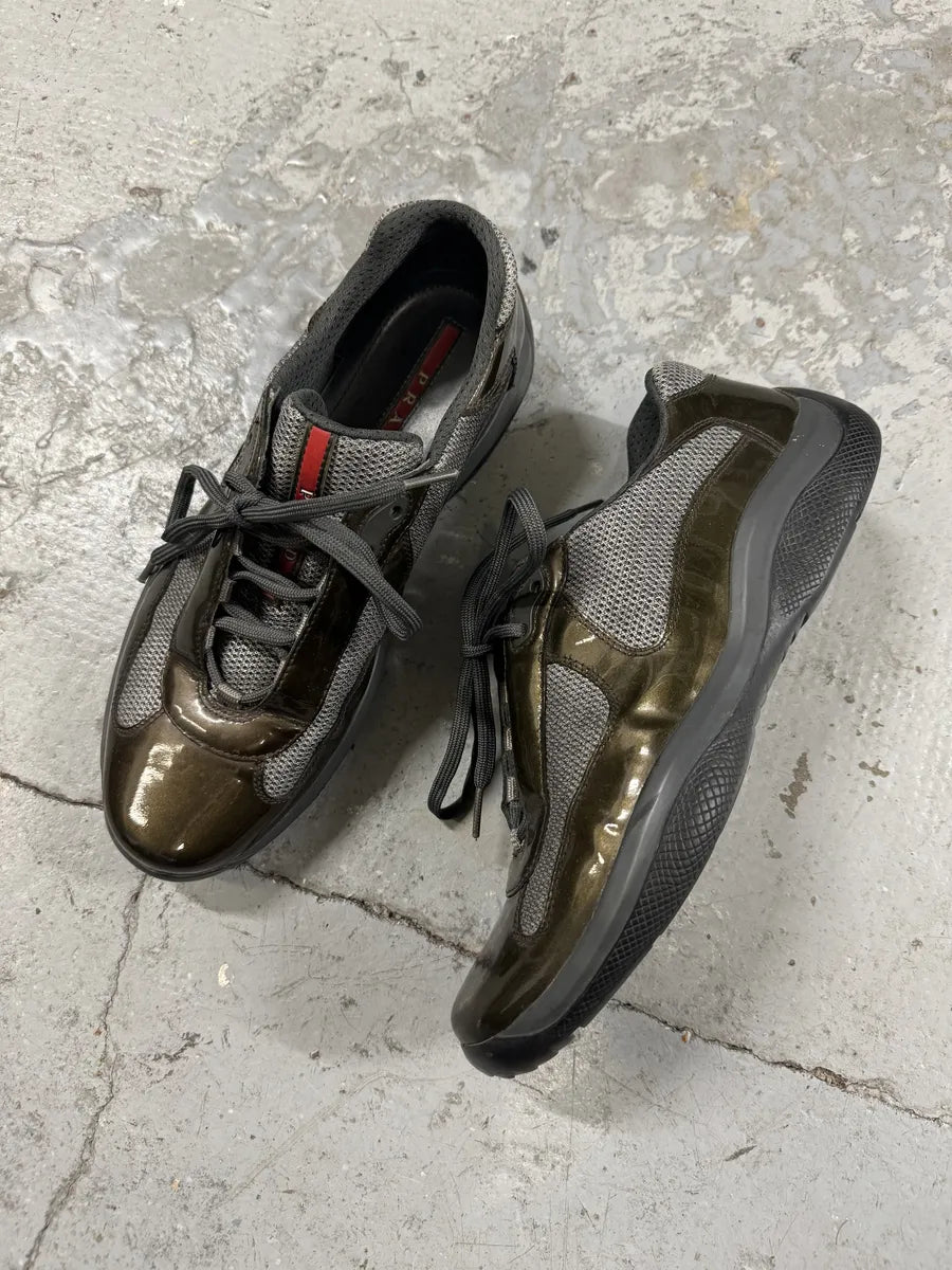 Prada Satin Olive Leather Americas Cup Shoes (42.5eu/us9) 5