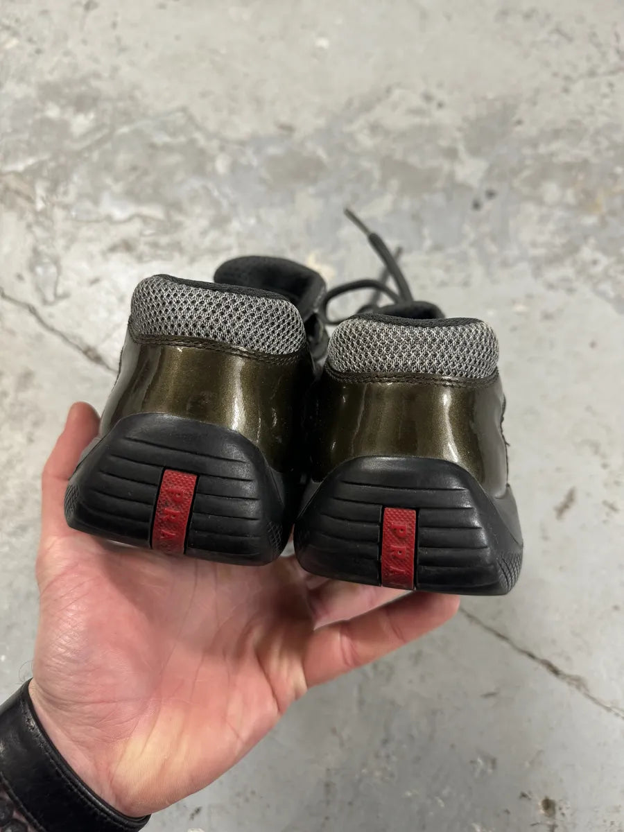 Prada Satin Olive Leather Americas Cup Shoes (42.5eu/us9) 8