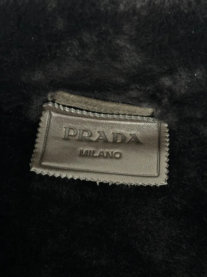 AW2012 Prada Dark Brown Shearling Leather Jacket TMYsWGD 8