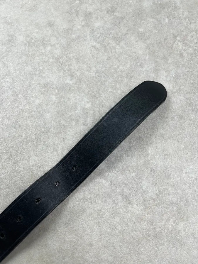 Prada Studded Logo Buckle Black Leather Belt reyebUO 6