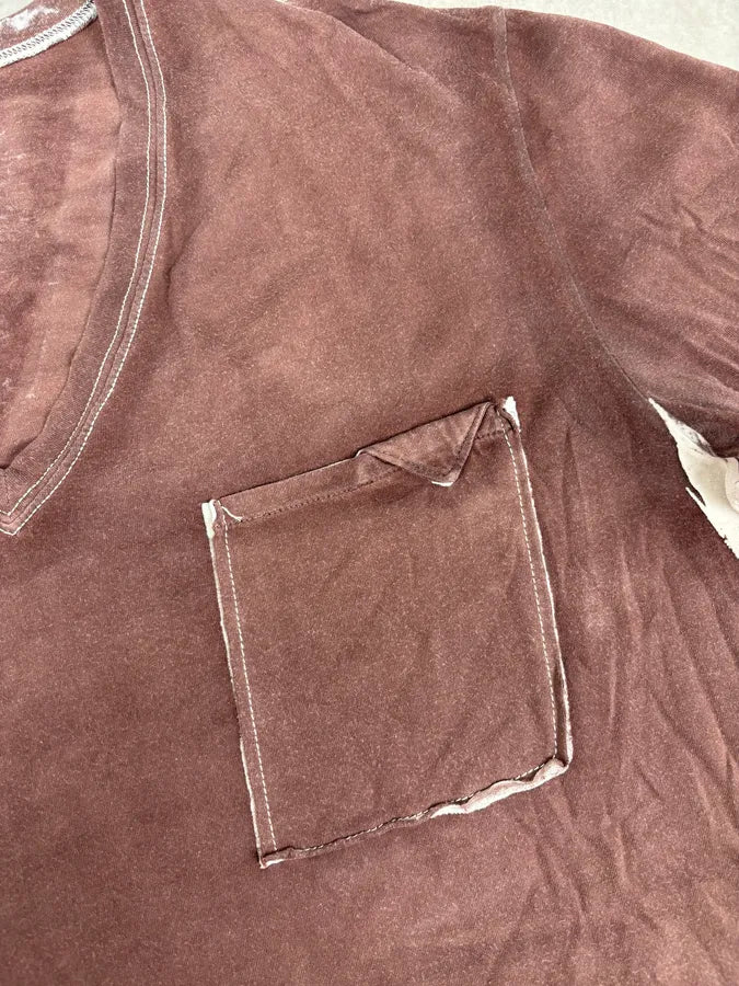 2000s Prada V Neck Irregular Rust T-Shirt WwzaITT 6