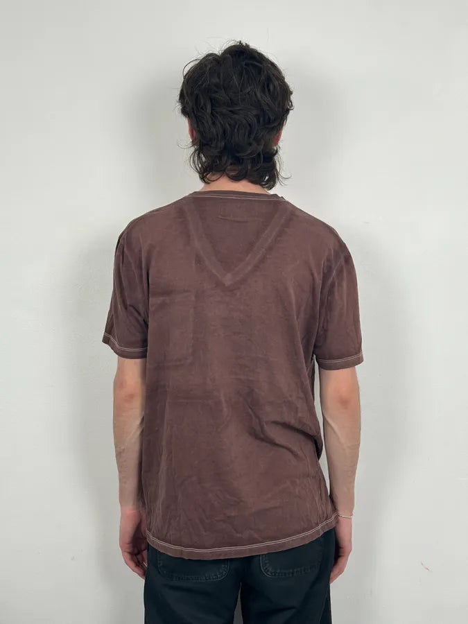 2000s Prada V Neck Irregular Rust T-Shirt WwzaITT 2
